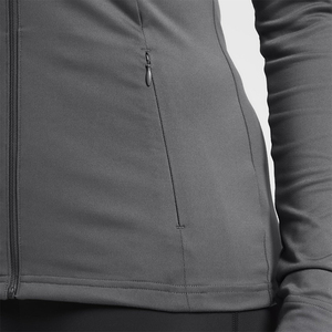 Fermeture éclair veste de sport couleur grise à manches longues femmes fermeture éclair Fitness Yoga veste hiver chaud haut de gymnastique vêtements de sport - Product Image 6