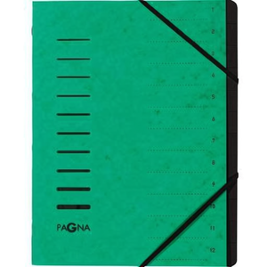 PAGNA DIN <b>A4</b> 240g/m Pressed Chipboard File <b>Folder</b> Green Color with 12 Black Compartments - Product Image 2