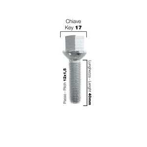 6 boulons ch.17 12X1.5 l.40mm sphériques - Product Image 2
