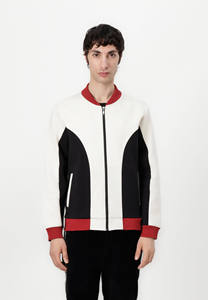 Dernière mode personnalisée col côtelé rouge Vintage 100% coton Varsity Jacket hommes Stand Button Letterman College Baseball Bomber - Product Image 4