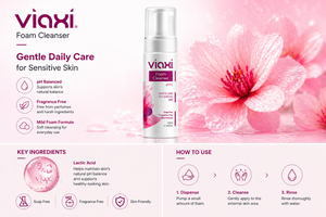 Viaxi FemiWash Foam Cleanser 100ml | pH-Balanced Fragrance-Free Sensitive Skin <b>Wash</b> | <b>Soap</b>-Free Daily Care Foam Pump - Product Image 3