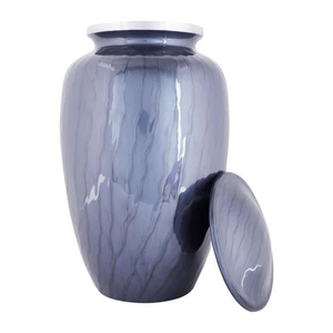 Urne funéraire élégante en laiton bleu pour adulte avec nacre, dimensions 27x15 cm - Product Image 2