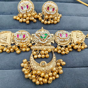 Collar Jadau Kashmir para Mujer, Joyería Nupcial India, Collar Tradicional Polki Kundan, Collar de Moda - Product Image 3