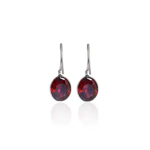 Boucles d'oreilles pendantes en grenat rouge plaqué or pour femmes, cadeaux de mariage et de fête - Product Image 3