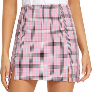 Women Stylish Scotland Scottish Skirt Hot Sale Polyester Plaid Fabric Pink Black Scottish <b>Tartan</b> Mini Skirt - Product Image 1