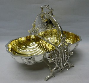 Boîte à biscuits pliante en coquille plaquée Chauffe-biscuits en métal antique pour mariage, restaurant, hôtel, présentoir de nourriture, style victorien, argent - Product Image 4