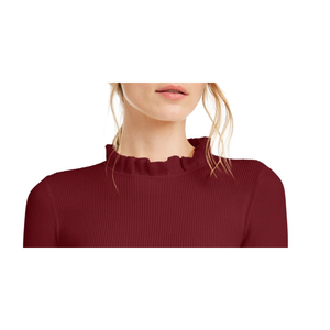 Maglione da donna Anne Klein XX-Small color vino (bordeaux) con maniche lunghe arricciate - Product Image 2