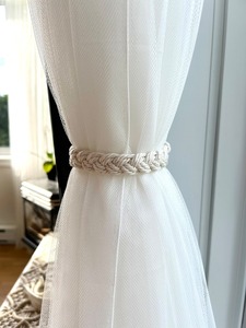 2 lazos de cortina blancos clásicos, accesorios de decoración de macramé, Juego de 2 lazos de cortina de macramé para cortinas - Product Image 3