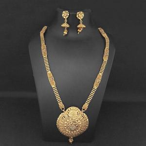 Conjunto de collar de piedra austriaca marrón Kriaa chapado en oro 1109857A joyería fina elegante - Product Image 1