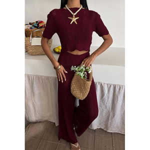 Ensemble deux pièces pour femmes, chemisier et pantalon en tricot 10084-025 - Product Image 6