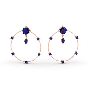 Boucles d'oreilles créoles en saphir bleu classique REYES, certifiées GRA, en argent sterling 925, cadeau de mariage, bijoux de fête pour femmes - Product Image 6