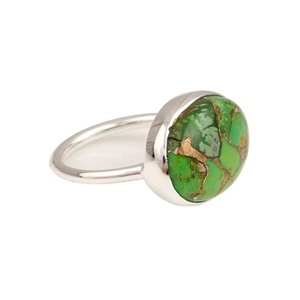 Bague ovale de qualité supérieure 12x16mm pour femme, nouveau design, pierre précieuse turquoise cuivre vert Kingman, véritable argent sterling, tendance, pour soirée - Product Image 5