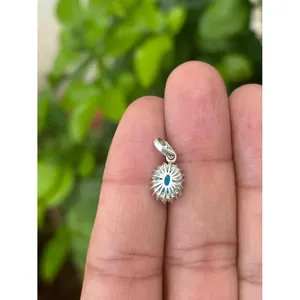 Colgante Solitario de Turquesa Natural, Plata de Ley 925, Chapado en Rodio, Joyería Fina Hecha a Mano con Piedras Preciosas, Clásico para Mujer, Uso Diario - Product Image 3