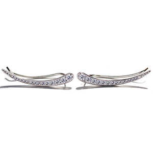 Orecchini Pendenti a Onda in Argento Sterling con Cristalli - Product Image 1