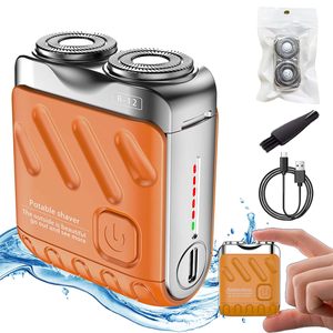 Afeitadora Eléctrica Rotativa Portátil para Hombre, IPX7 Impermeable, Inalámbrica, para Uso en Seco/Húmedo, Recortadora de Barba con Doble Cuchilla, USB, Recargable - Product Image 3