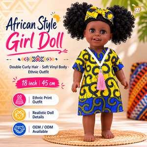 TUSALMO Muñeca Afroamericana de Vinilo Suave con Cabello Rizado Realista de 18 Pulgadas, Personalizada al por Mayor, para Niñas de 3+ Años, Educativa, <span class=keywords><strong>Escala</strong></span> 1:6 - Product Image 1