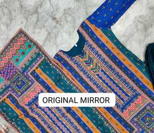 Conjunto de 3 piezas de traje de seda estampado Maslin para mujer más vendido con Kurta Penti y Dupatta para boda india y pakistaní Precio de exportación - Product Image 2