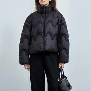 Chaqueta acolchada para mujer, precio al por mayor, Chaqueta corta de cuero Pu con cremallera acolchada, abrigo de burbujas acolchada, Chaqueta corta para mujer - Product Image 6