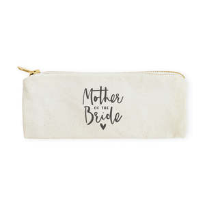 กระเป๋าใส่ดินสอผ้าแคนวาสลายตัวอักษรสำหรับคุณแม่เจ้าสาว พร้อมซิปปิดและช่องใส่ของสำหรับเดินทาง - Product Image 1