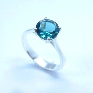 Anillo de diseño único de piedra de Topacio Azul de Londres Plata de Ley 925 sólida con estilo clásico de moda para regalo de fiesta de compromiso de boda - Product Image 3
