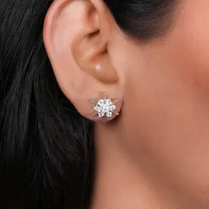 "925 Sterling <b>Silver</b> Trendy PEAR Cut Diamond Stud Earrings for Women's Engagement Wedding & Anniversary Gifts" - Product Image 1