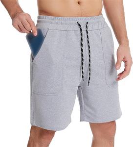 กางเกงขาสั้นกีฬาผู้ชายคุณภาพสูง ใส่สบาย ทรงหลวม สีเทา ผ้าฝ้ายฟลีซ 100% กันน้ำ ความยาวระดับเข่า เหมาะสำหรับวิ่งในฤดูหนาว - Product Image 3