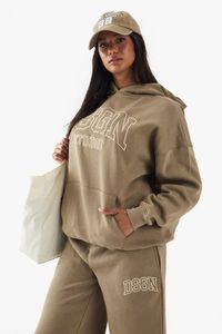 Jersey de gran tamaño para mujer hecho a medida, chándales con capucha bordados, conjunto de chándal de 2 piezas de algodón orgánico 100% para mujer - Product Image 5