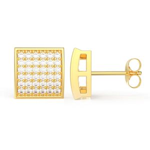 Round Cut Moissanite Square Stud <b>Earrings</b> For Unisex - Product Image 3