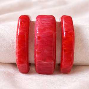 Classic <b>Red</b> Resin Round Brilliant Cut Imitation Pearl Indian Fashion Bangle <b>Bracelets</b> for Women's Gift - Product Image 2