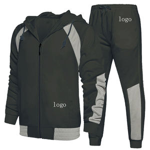 Conjunto Deportivo con Capucha y Logotipo Personalizado para Hombre, Cortavientos, Transpirable, 100% Algodón, Felpa, Dos Piezas, Ropa Deportiva para Gimnasio, Pantalones Jogger - Product Image 3