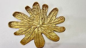 Tazón de mesa de decoración de mesa de Metal de Color dorado para el hogar, Hotel y cocina, diseño de hojas, bandeja de Metal para mesa, forma personalizada - Product Image 4