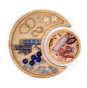 Decoraciones Bandejas de luna de madera pulida para almacenamiento de alimentos Moon Mubarak Bandeja de madera de Ramadán al mejor precio - Product Image 5