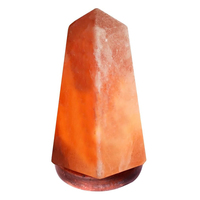 Vente chaude Meilleure Tendance Demi-Lune En Forme De Lampes De Sel Naturel Lampe Artisanale De L'Himalaya De Couleur Rose Avec Base En Bois En Gros