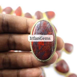 Lote de Colgantes de Jaspilite 100% Natural con Ranuras de Latón, Precio al por Mayor, Colgante de Macramé de Jaspilite, Jaspilite de Alta Calidad con Ranuras - Product Image 1