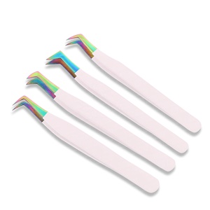 Pince à épiler pour faux cils en acier inoxydable de haute qualité avec logo personnalisé, outils d'extension de cils à pointe fine, vente en gros - Product Image 4