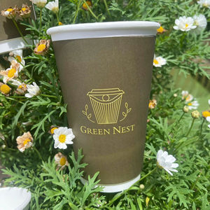 แก้วกระดาษ PE แบบใช้แล้วทิ้ง ยี่ห้อ GREEN NEST เป็นมิตรกับสิ่งแวดล้อม สำหรับเครื่องดื่มร้อน/เย็น กาแฟ ชา ปรับแต่งขนาดเส้นผ่านศูนย์กลางและโลโก้ได้ - Product Image 1