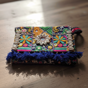 Rangmanch Luxury Bohemian Clutch <b>Bag</b> for Women Fashionable Cotton Lining <b>Patchwork</b> Shell Embroidered Casual and Dress Style - Product Image 4