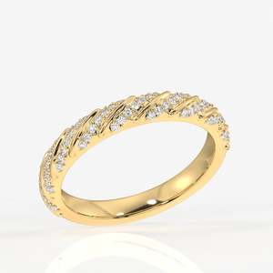 18K Gold Wedding Band with Round Cut Moissanite Diamond Elegant 18K Gold <b>Ring</b> - Product Image 2