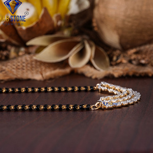 2.542 TDW Diamant rond et taille marquise Mangalsutra en or jaune par Labstone/Mangalsutra féminin/Couleur EF-VS - Product Image 1
