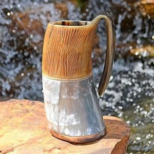 Super Quality Natural Handmade Horn Mug Polished <b>Viking</b> Drinking Mugs Multi-Purpose Usage with Animal Style - Product Image 1