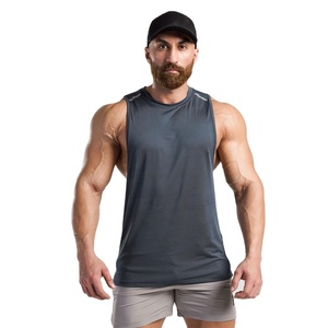 High Performance Mens Sleeveless Tank Top Black <b>Grey</b> Gym Shirt with Moisture Wicking <b>Fabric</b> for Active Sports and Fitness Wear - Product Image 1