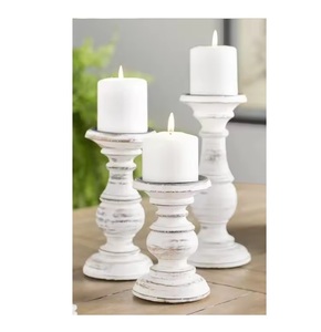 <b>White</b> Color Latest Design <b>Candle</b> Holder for Restaurant Decoration Superior Quality Wooden <b>Candle</b> <b>Pillar</b> Holder Handcrafted Items - Product Image 1