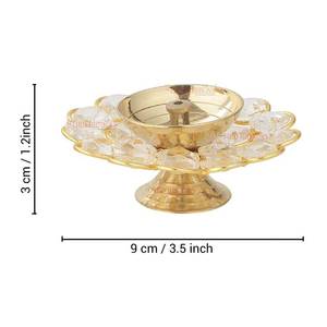 Lampe à huile Akhand Diya en métal et cristal antique pour la salle de Puja et le Mandir, Akhand Jyoti Diya décorative pour les décorations de temple, vente en gros - Product Image 2