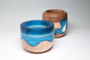 PERSONALIZED RUSTIC HANDMADE Wholesale Engagement Proposal Wedding Unique Double Slot Wooden and Resin Jewelry <b>Ring</b> Box - Product Image 6