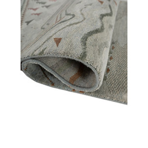 Tapis Manchaha bleu noué à la main en laine et soie de bambou, motif géométrique floral, lavable, antidérapant, pour la maison, pour adolescents - Les-2741 - Product Image 2