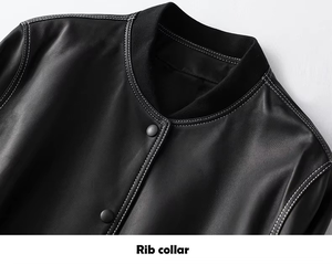 Chaqueta Corta de Cuero Estilo Urbano para Mujer, Nueva, con Mangas de Cuero, Chaqueta Corta de Cuero para Mujer - Product Image 3