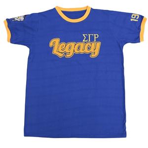 Camiseta Azul Legado de la Hermandad Sigma Gamma Rho para Mujer, con Escudo Bordado con Letras Griegas, Camiseta de Algodón Premium para Mujer, Ropa Griega - Product Image 1