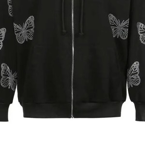 Nouveauté : sweat à capuche zippé brodé avec strass, polaire personnalisé, unisexe, haute qualité, prix abordable, vêtements décontractés, manches régulières - Product Image 3