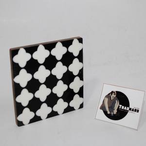 Premium Quality <b>Black</b> & White Geometrical Pattern Wooden <b>Coaster</b> Set New Resin Inlay Table Mat/Pad Traditional Design - Product Image 1