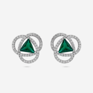 Boucles d'oreilles clous en zircon et diamant 185709, design géométrique religieux classique, matériau principal alliage cuivre laiton - Product Image 1
